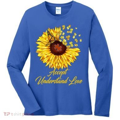 Accept Understand Love Sunflower Autism Women's Long Sleeve Shirt