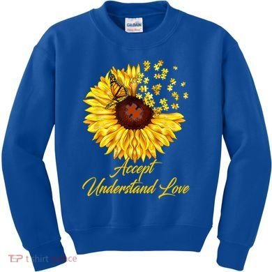 Accept Understand Love Sunflower Autism Kids Sweatshirt