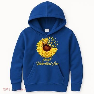 Accept Understand Love Sunflower Autism Kids Hoodie
