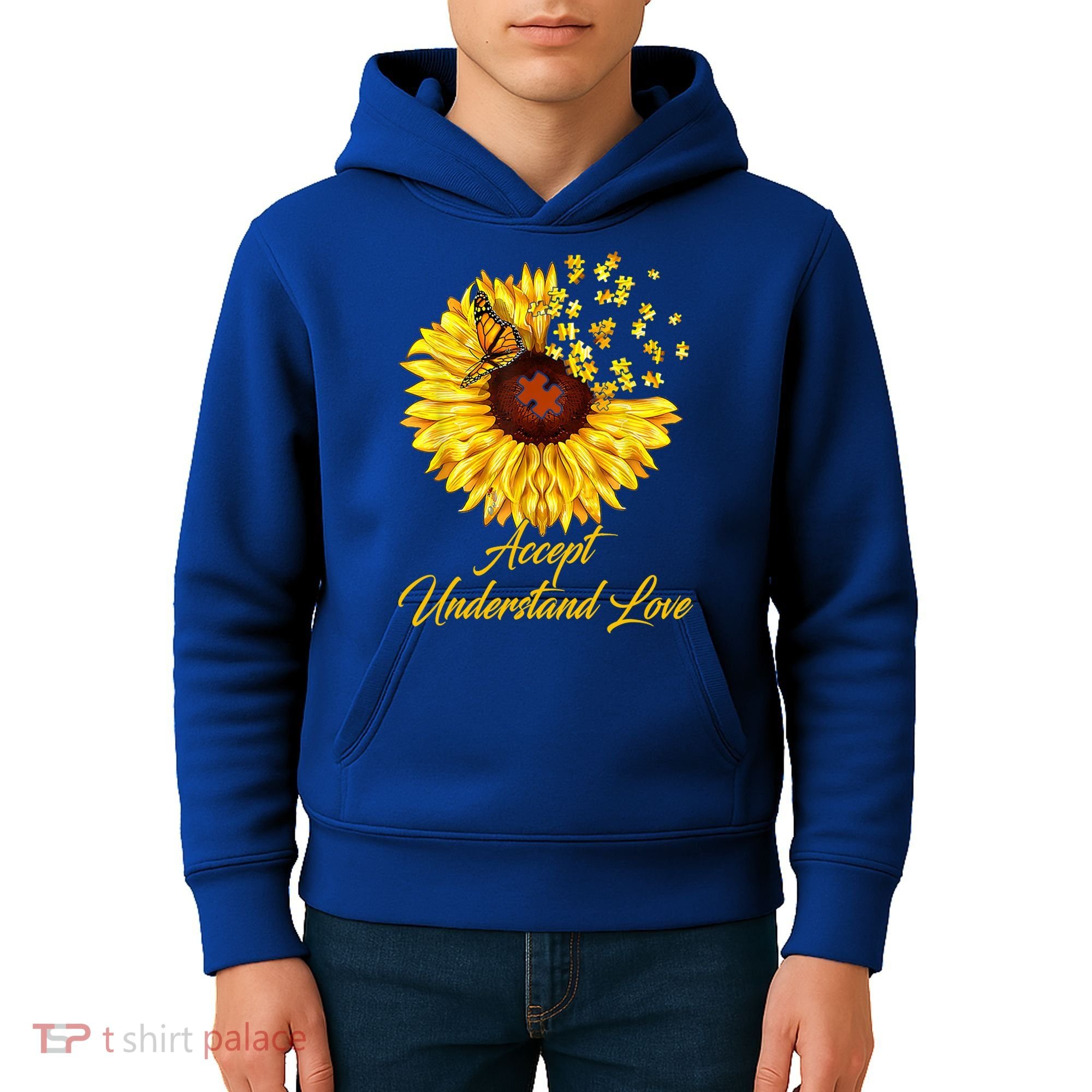 Accept Understand Love Sunflower Autism Kids Hoodie