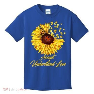 Accept Understand Love Sunflower Autism Kids T-Shirt