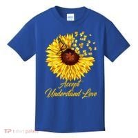 Accept Understand Love Sunflower Autism Kids T-Shirt thumb 0