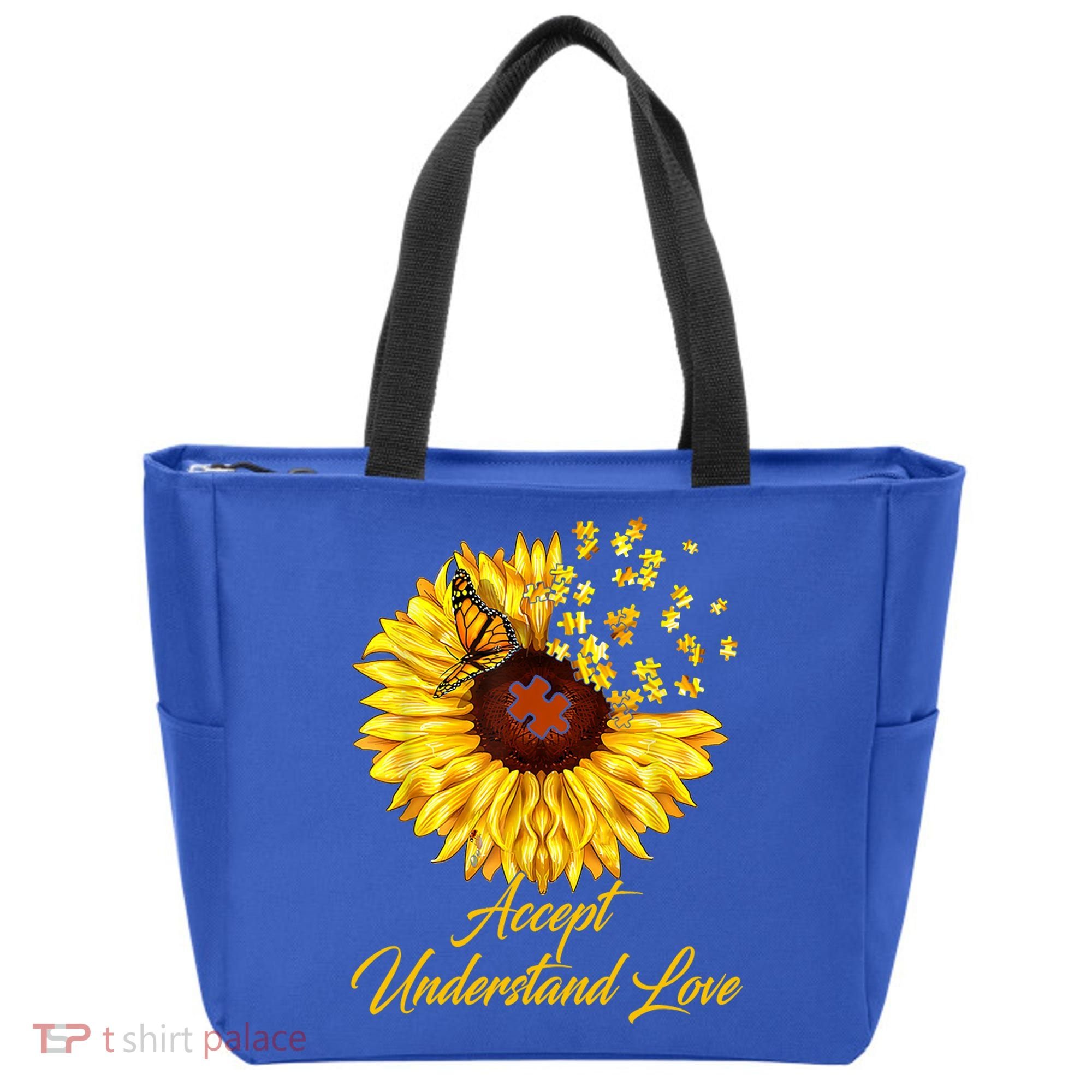 Accept Understand Love Sunflower Autism Tote Bag