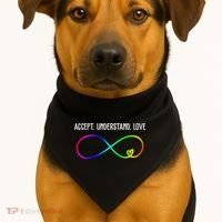 Accept Under Love Neurodiversity Autism Rainbow USA-Made Doggie Bandana thumb 1