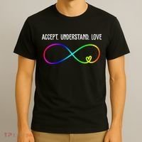 Accept Under Love Neurodiversity Autism Rainbow T-Shirt thumb 3