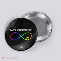 Accept Under Love Neurodiversity Autism Rainbow Button thumb 0