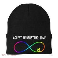 Accept Under Love Neurodiversity Autism Rainbow Beanie thumb 0