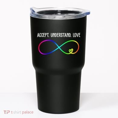 Accept Under Love Neurodiversity Autism Rainbow Tumbler