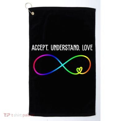 Accept Under Love Neurodiversity Autism Rainbow Golf Towel