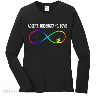 Accept Under Love Neurodiversity Autism Rainbow Women's Long Sleeve Shirt