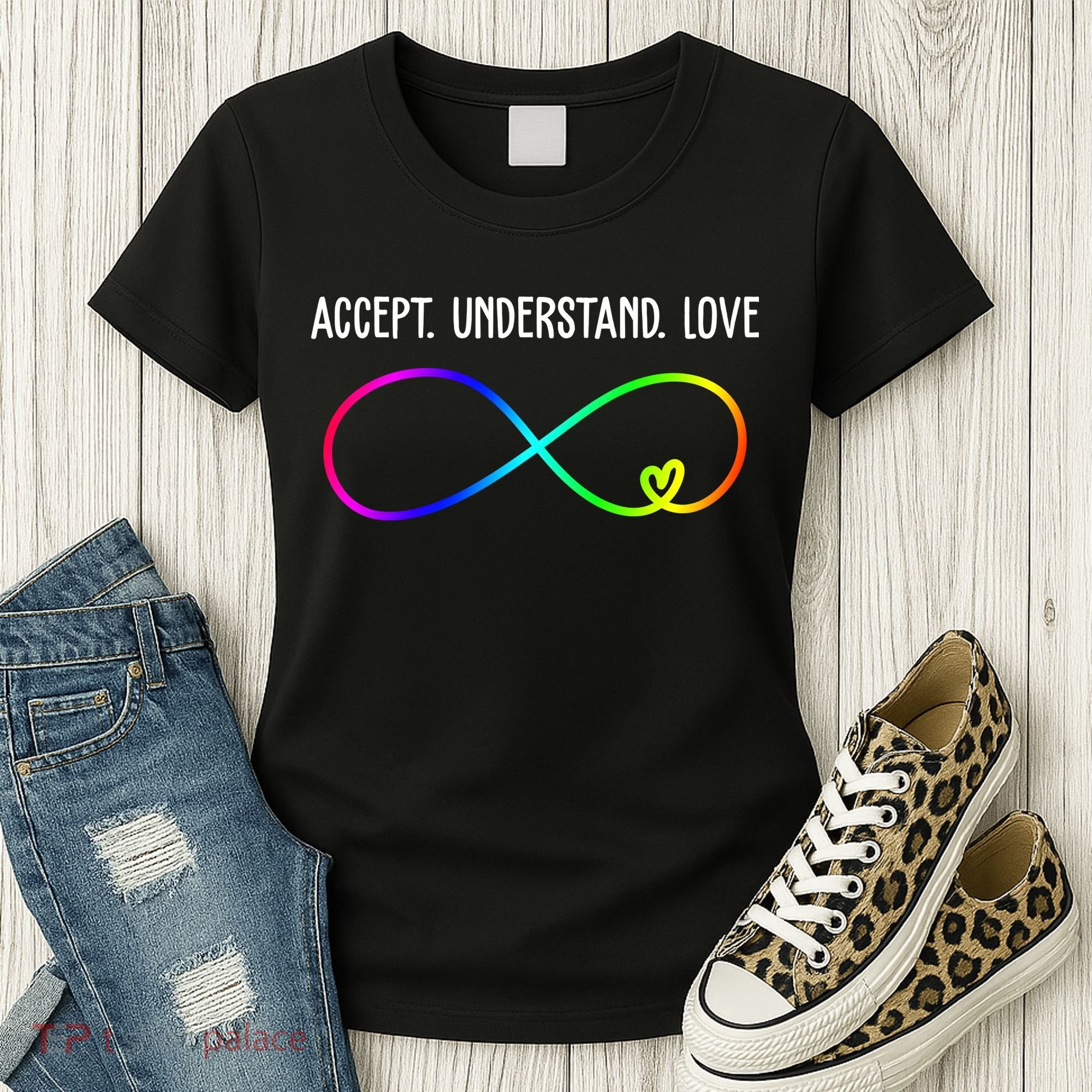 Accept Under Love Neurodiversity Autism Rainbow Women's T-Shirt