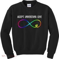 Accept Under Love Neurodiversity Autism Rainbow Kids Sweatshirt thumb 0