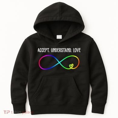 Accept Under Love Neurodiversity Autism Rainbow Kids Hoodie