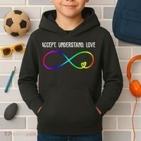Accept Under Love Neurodiversity Autism Rainbow Kids Hoodie thumb 2
