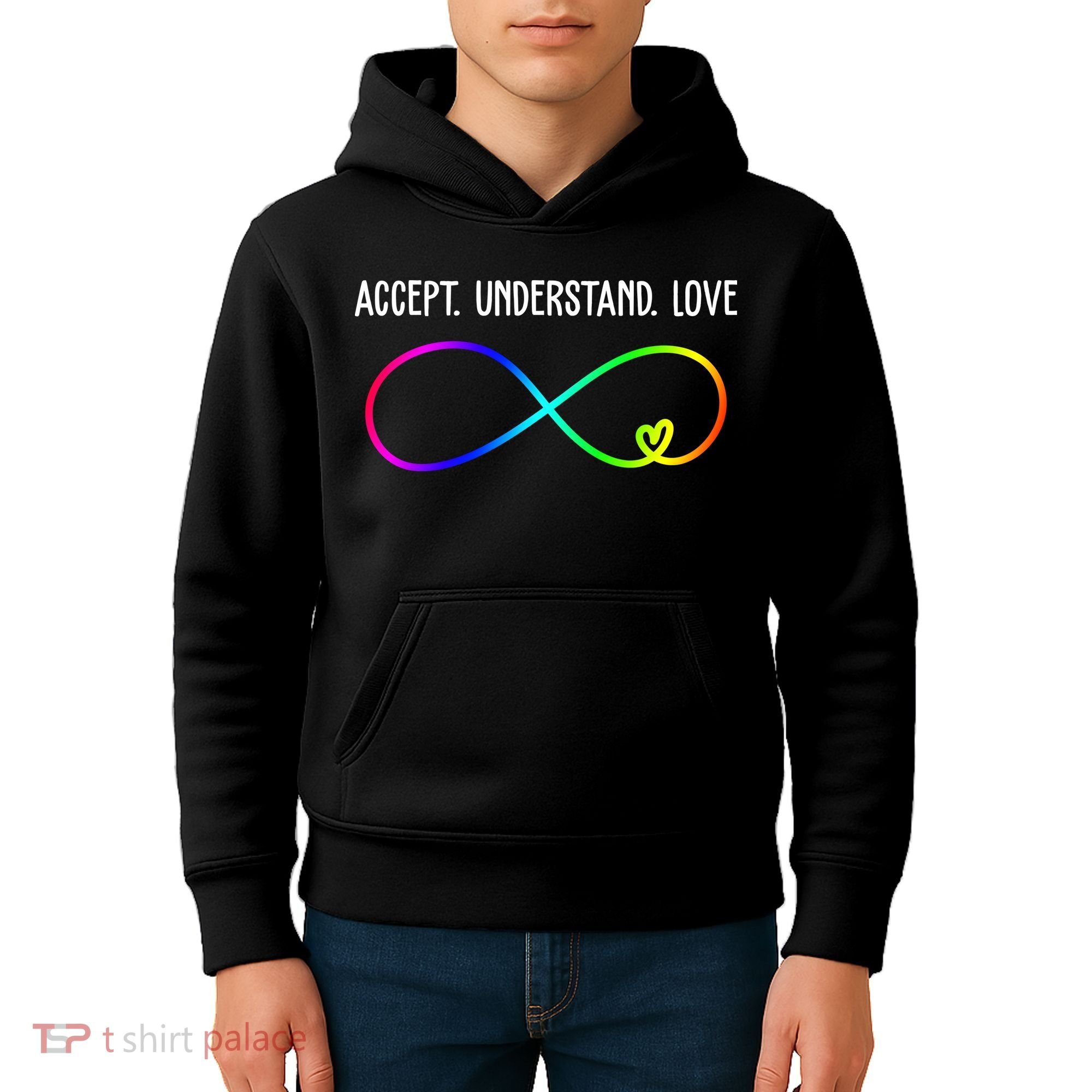 Accept Under Love Neurodiversity Autism Rainbow Kids Hoodie
