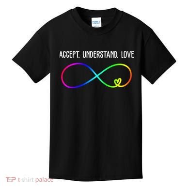 Accept Under Love Neurodiversity Autism Rainbow Kids T-Shirt