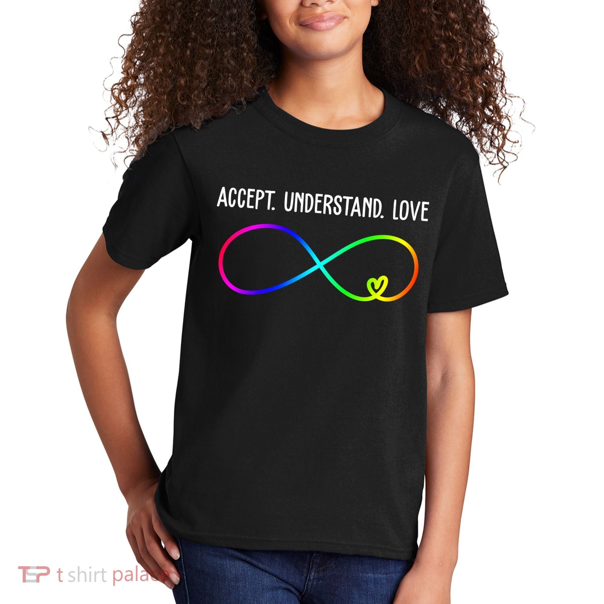 Accept Under Love Neurodiversity Autism Rainbow Kids T-Shirt