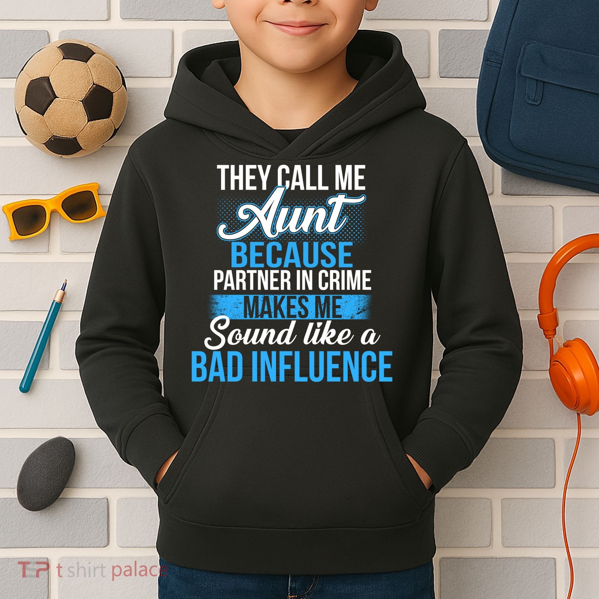 Aunt Partner In Crime Bad Influence Kids Hoodie