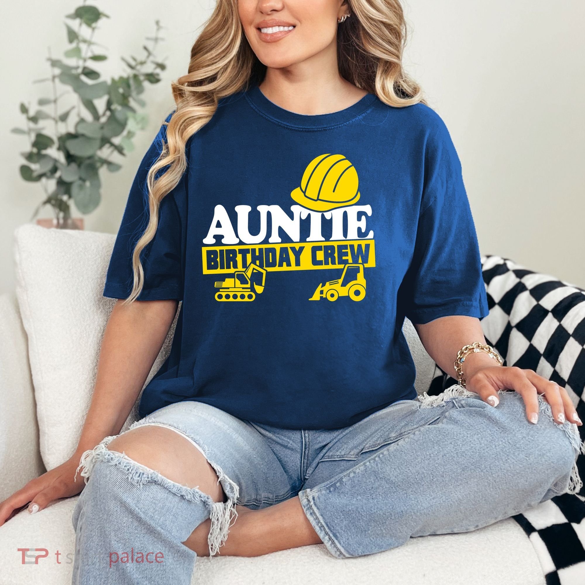 Auntie Birthday Crew Construction Party Comfort Colors T-Shirt