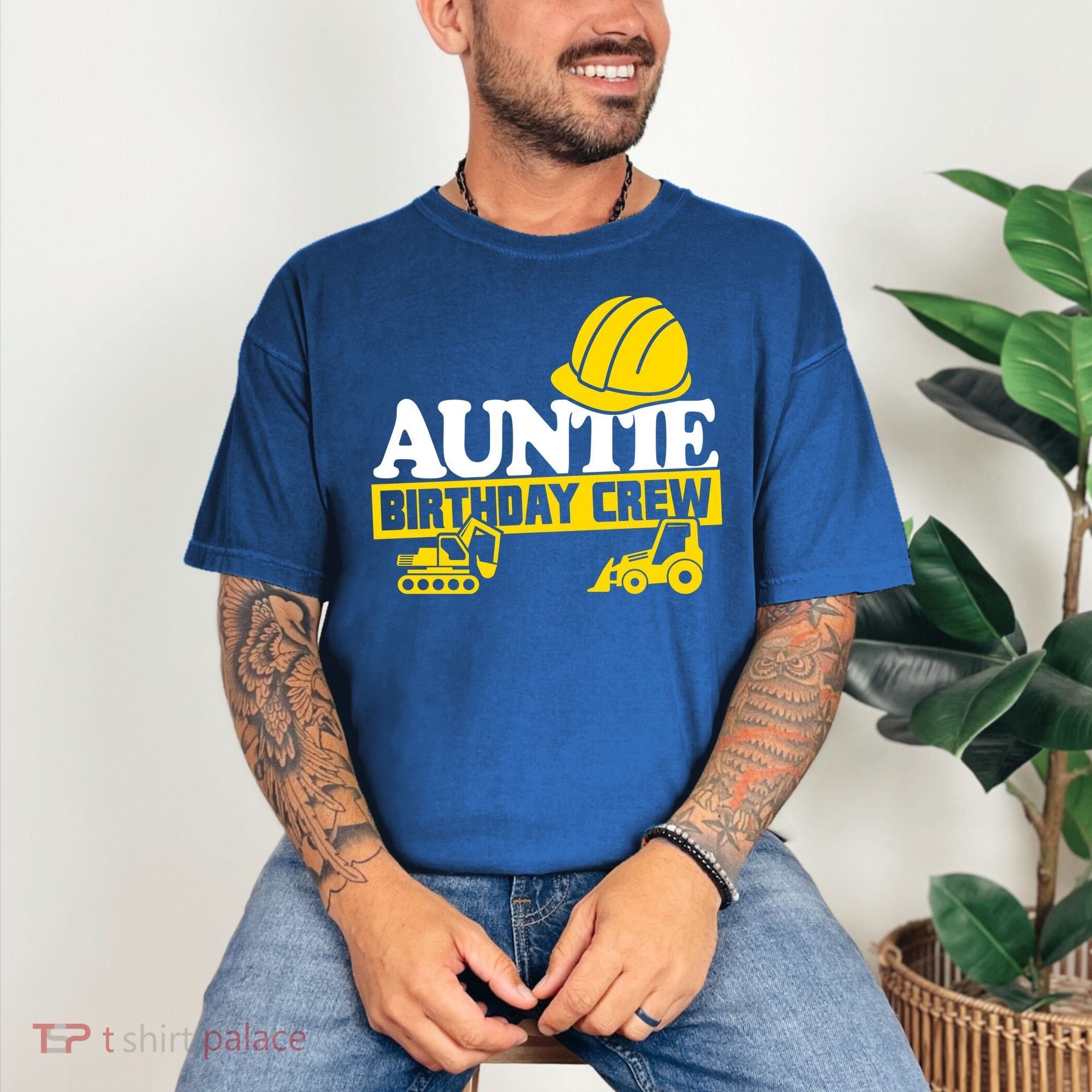 Auntie Birthday Crew Construction Party Comfort Colors T-Shirt