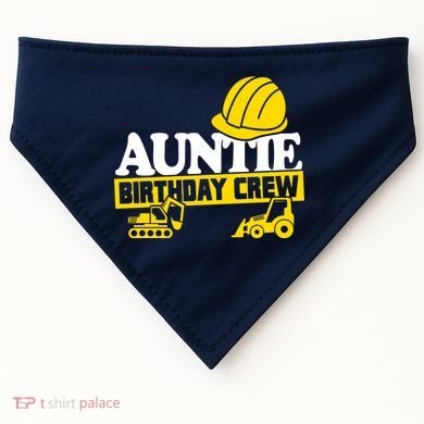 Auntie Birthday Crew Construction Party USA-Made Doggie Bandana