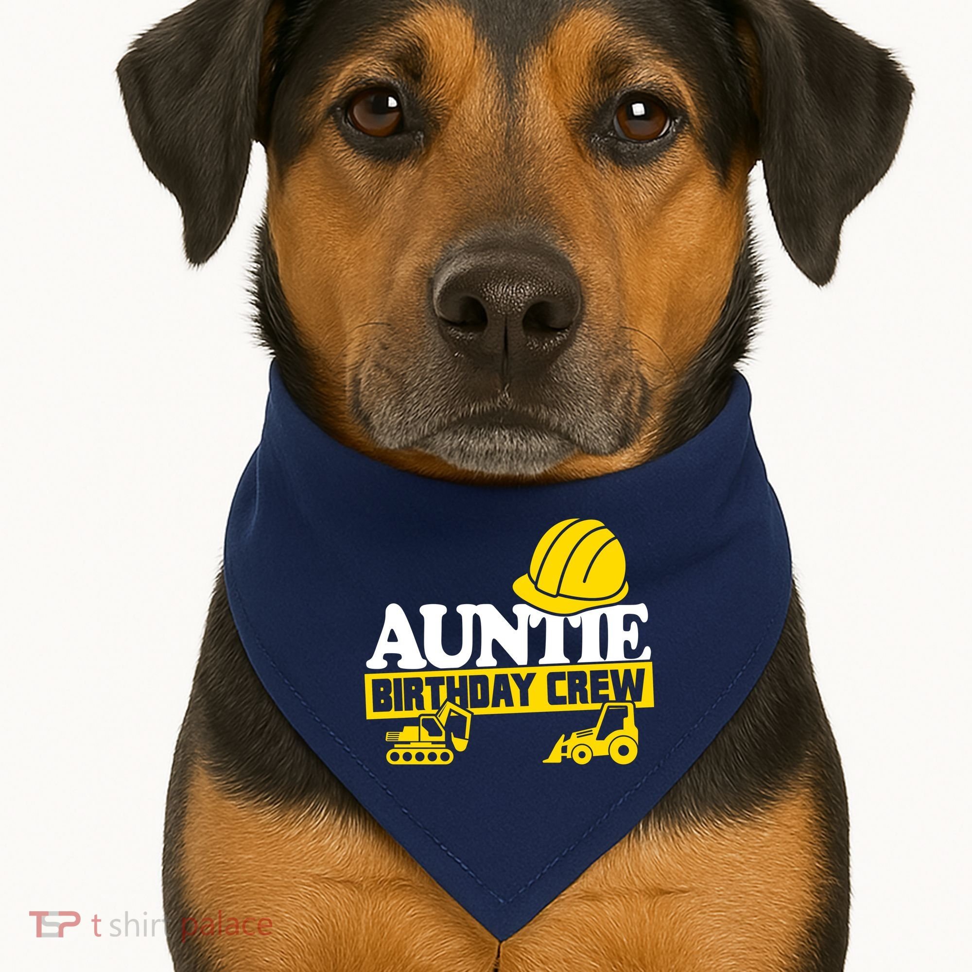 Auntie Birthday Crew Construction Party USA-Made Doggie Bandana