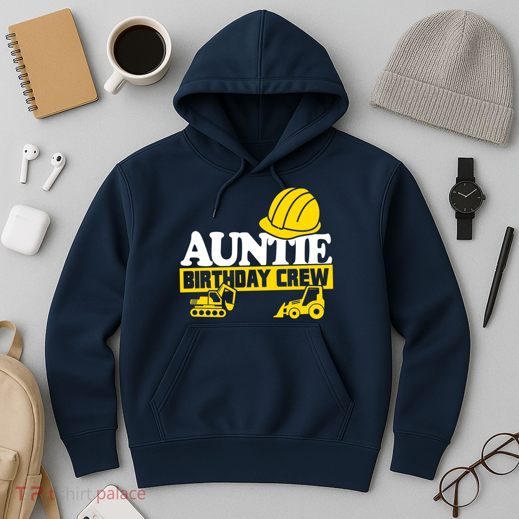 Auntie Birthday Crew Construction Party Hoodie