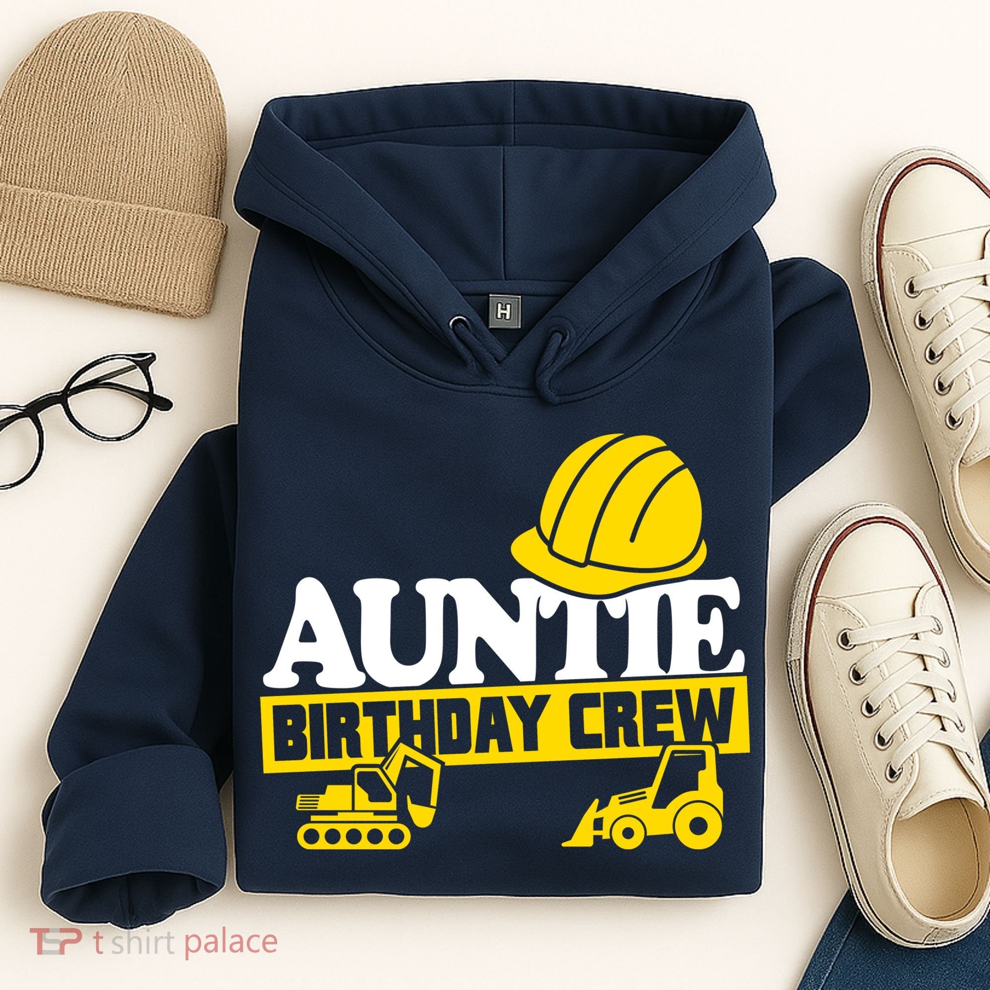 Auntie Birthday Crew Construction Party Hoodie