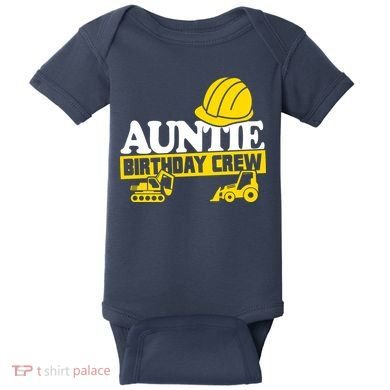 Auntie Birthday Crew Construction Party Baby Bodysuit