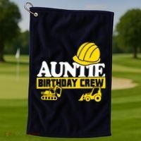 Auntie Birthday Crew Construction Party Golf Towel thumb 1