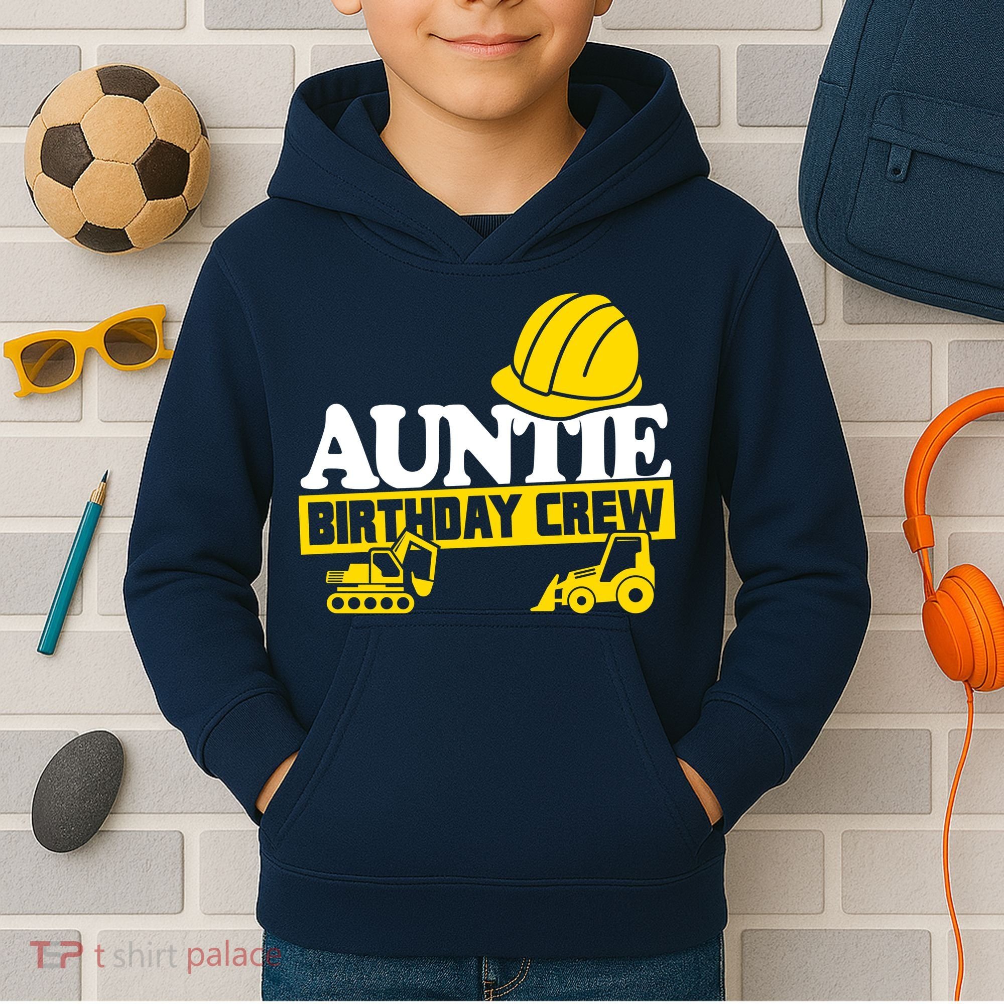 Auntie Birthday Crew Construction Party Kids Hoodie