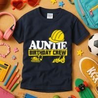 Auntie Birthday Crew Construction Party Kids T-Shirt thumb 3