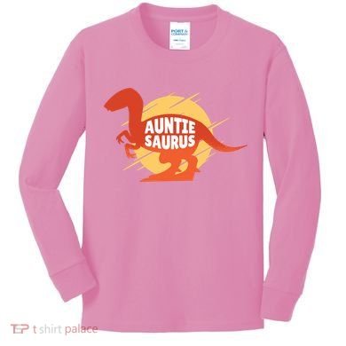 Auntie Saurus Kids Long Sleeve Shirt