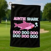 Auntie Shark Doo Doo Doo Golf Towel thumb 1