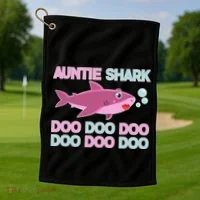 Auntie Shark Doo Doo Doo Golf Towel thumb 1
