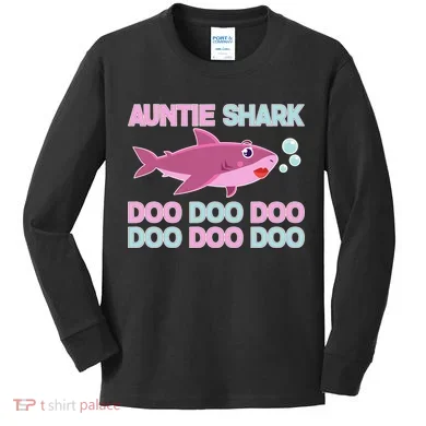 Auntie Shark Doo Doo Doo Kids Long Sleeve Shirt
