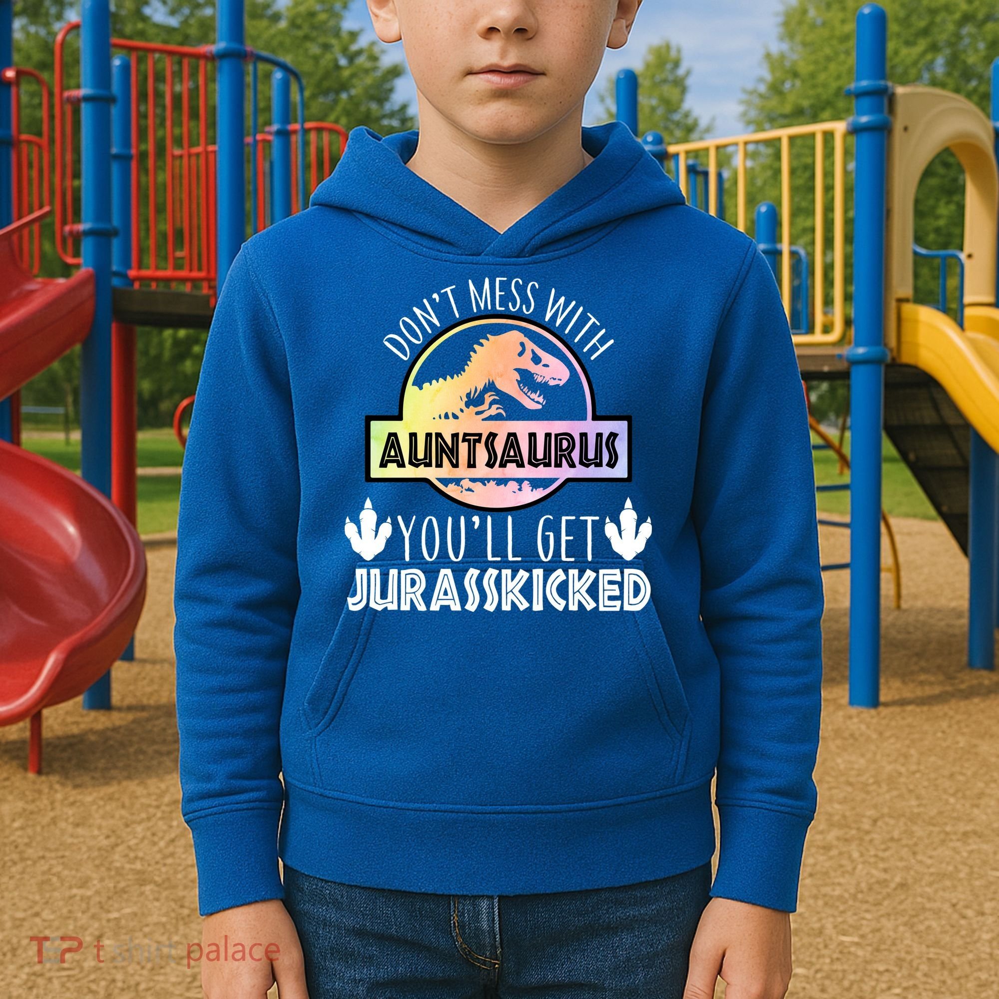 Auntsaurus Jurasskicked Kids Hoodie