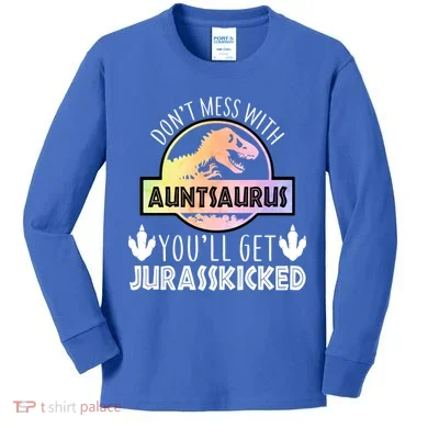 Auntsaurus Jurasskicked Kids Long Sleeve Shirt