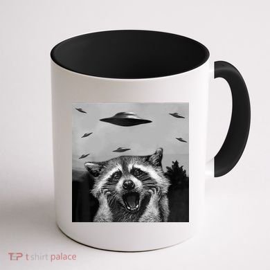 Alien Ufo Raccoon Coffee Mug back