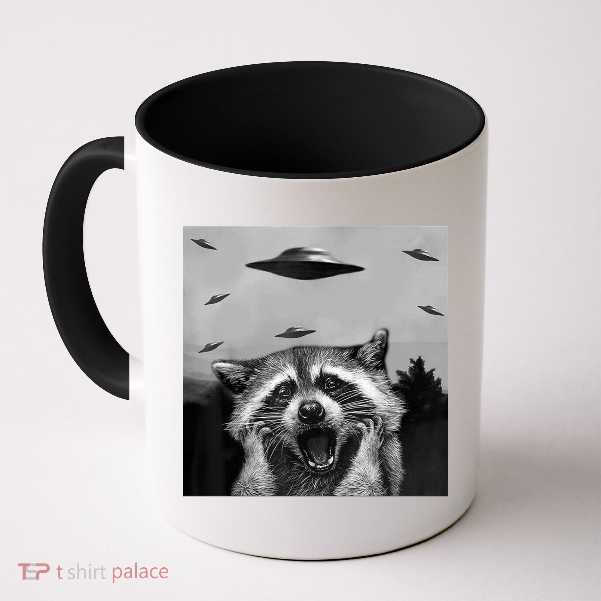 Alien Ufo Raccoon Coffee Mug