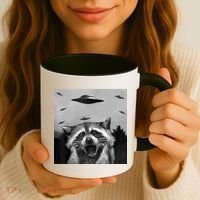 Alien Ufo Raccoon Coffee Mug thumb 3