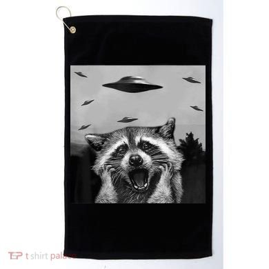 Alien Ufo Raccoon Golf Towel