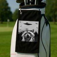 Alien Ufo Raccoon Golf Towel thumb 2