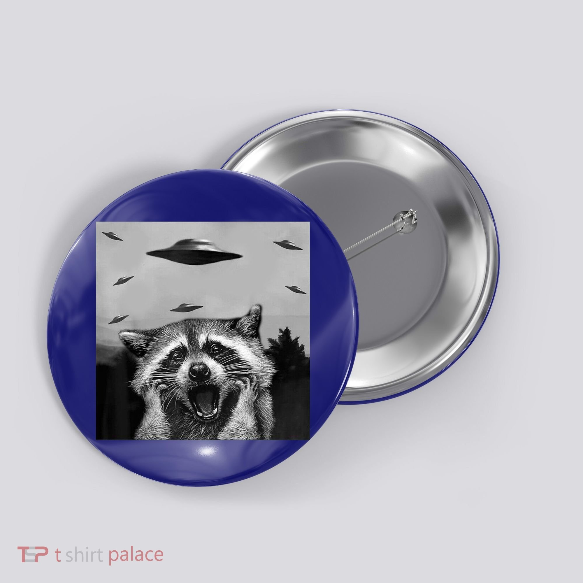 Alien Ufo Raccoon Button