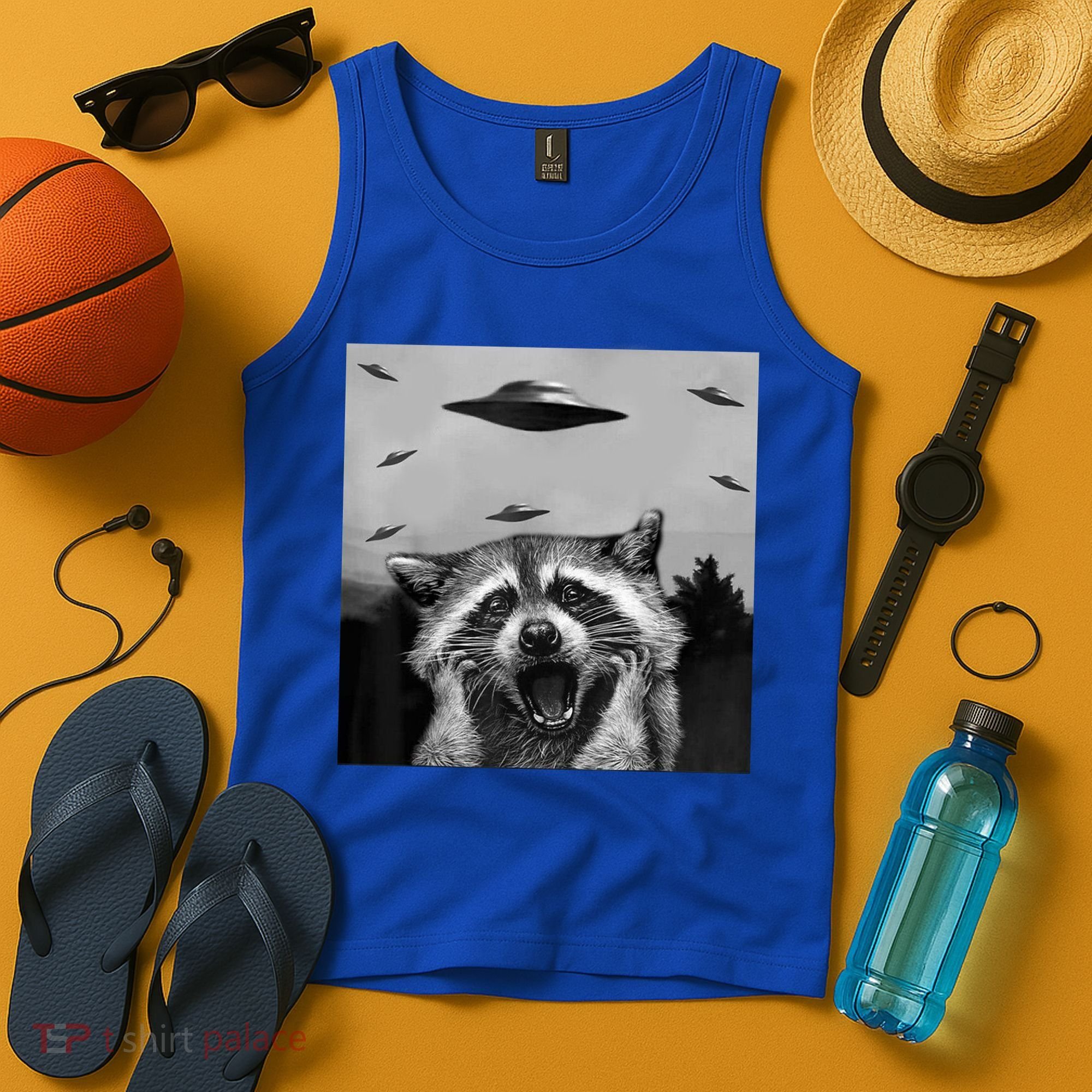 Alien Ufo Raccoon Tank Top