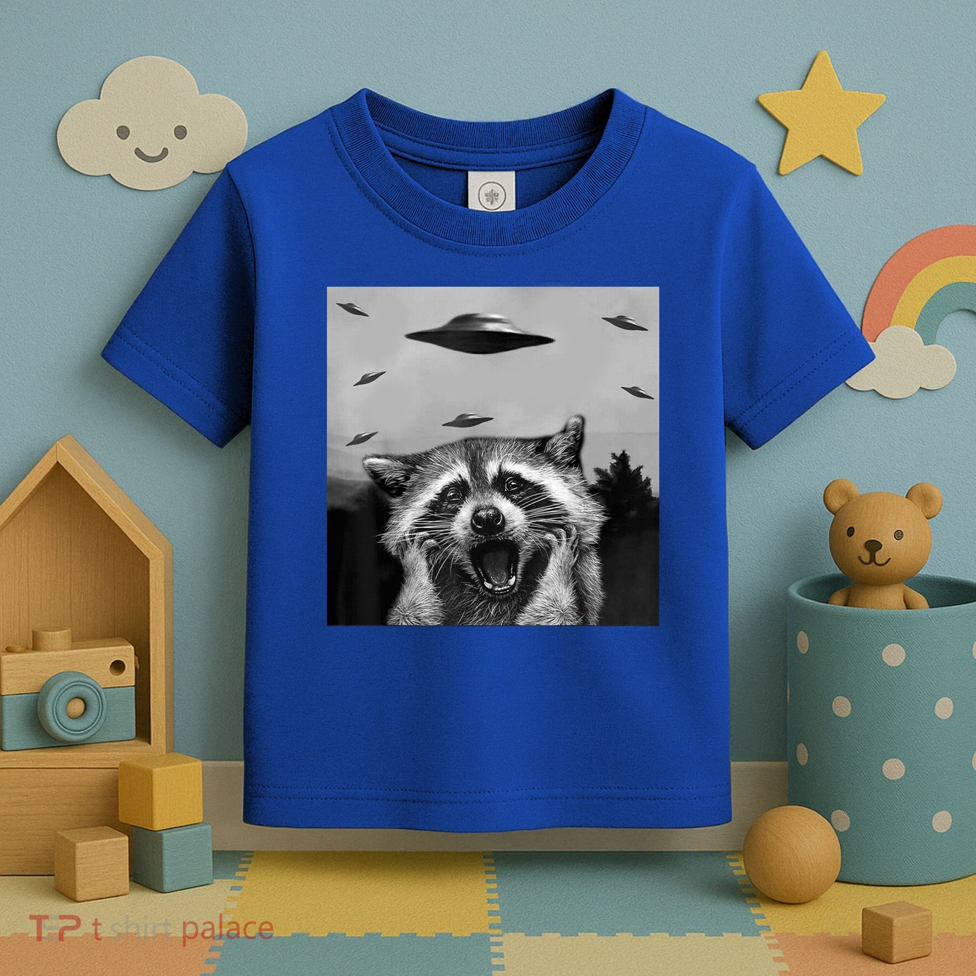 Alien Ufo Raccoon Toddler T-Shirt