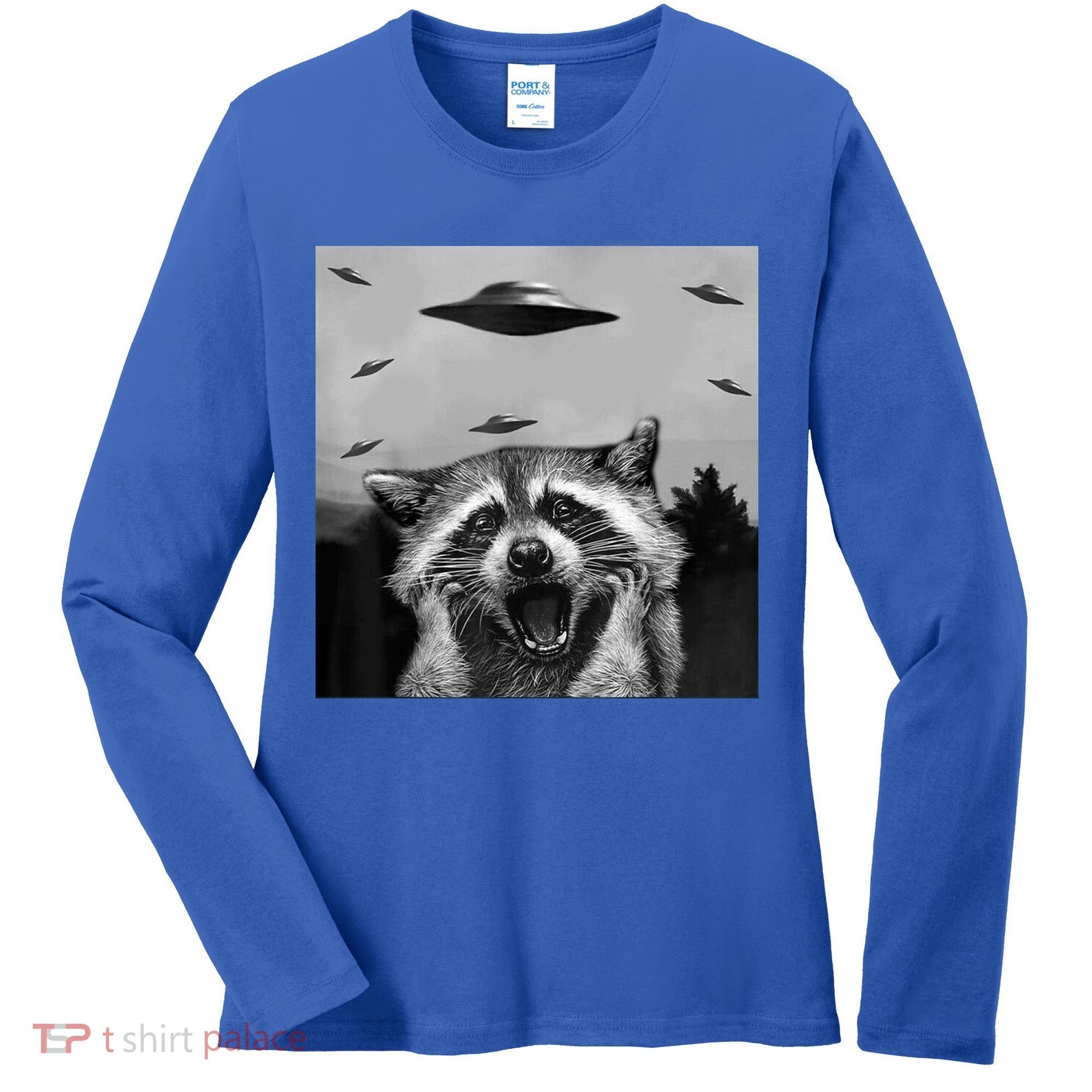 Alien Ufo Raccoon Women's Long Sleeve Shirt