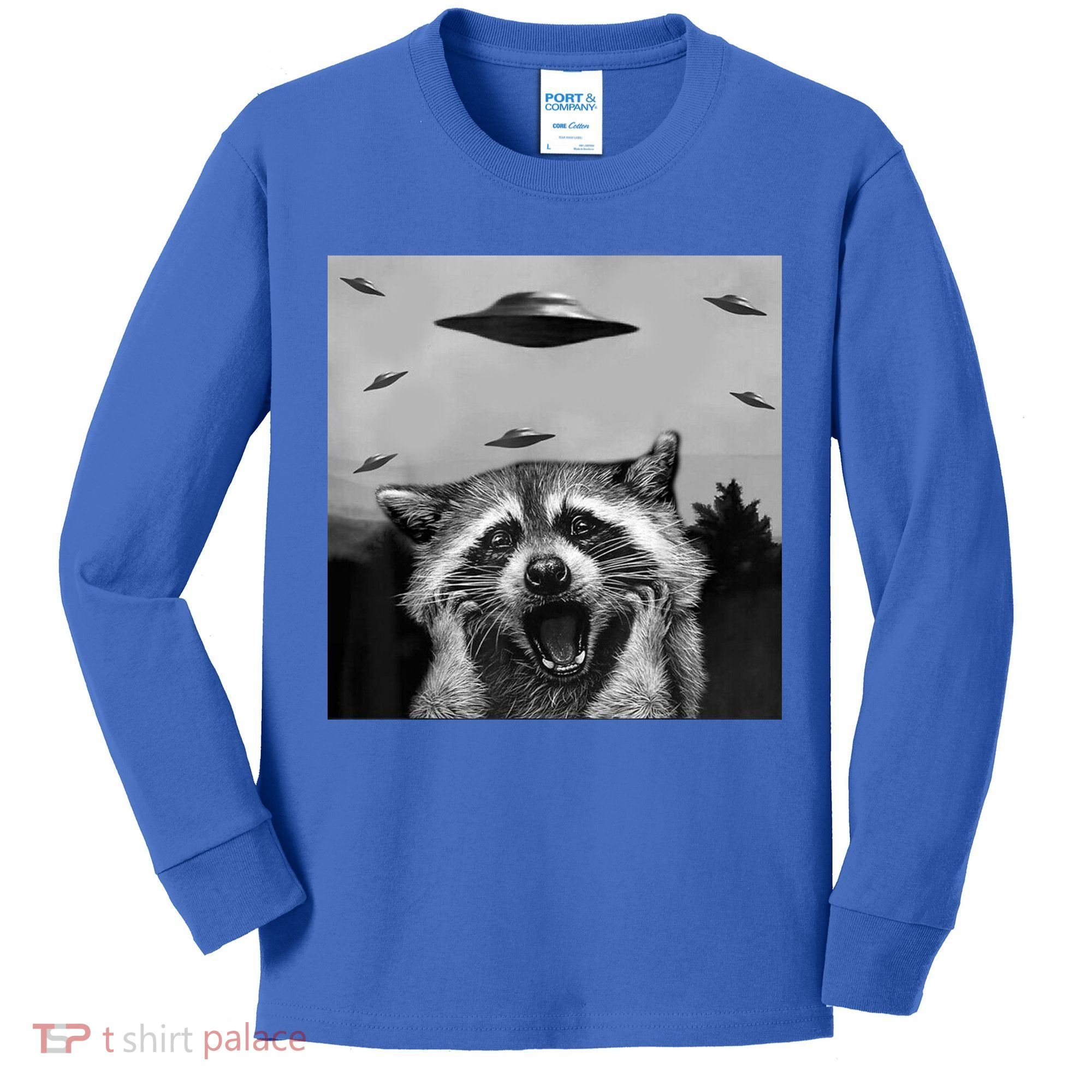 Alien Ufo Raccoon Kids Long Sleeve Shirt