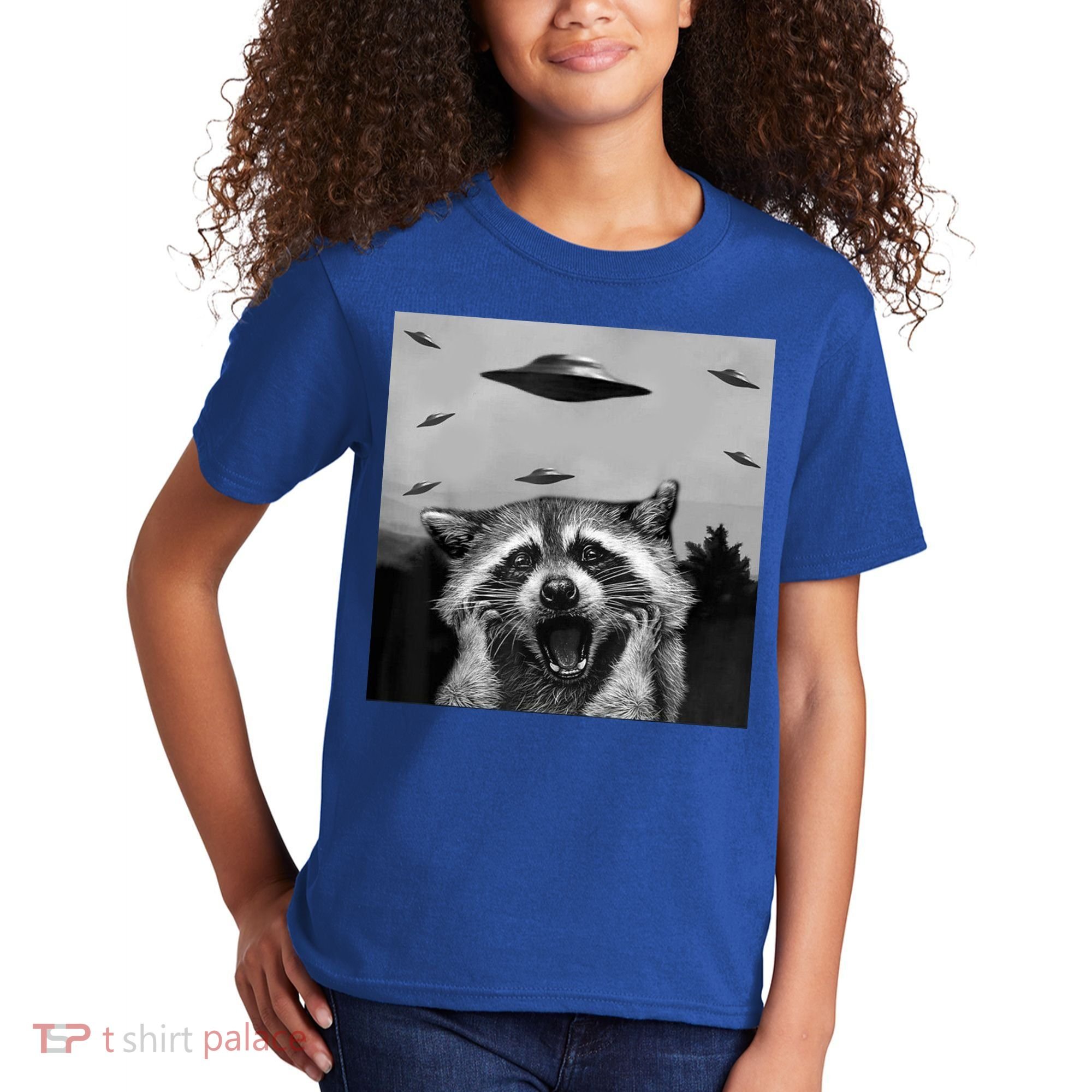 Alien Ufo Raccoon Kids T-Shirt