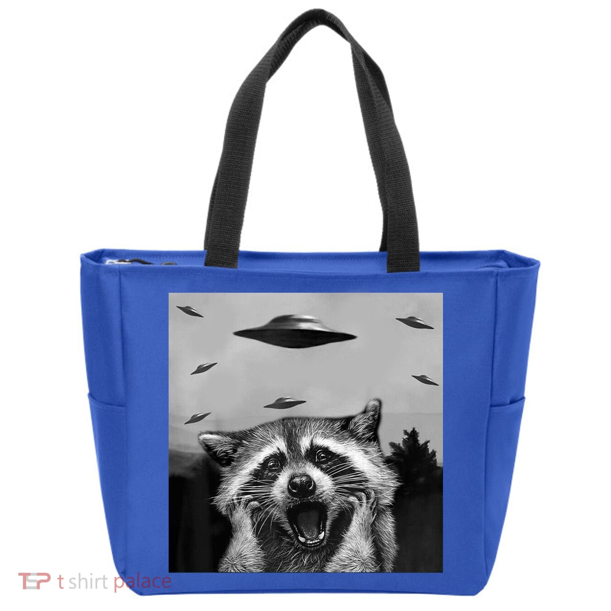 Alien Ufo Raccoon Tote Bag